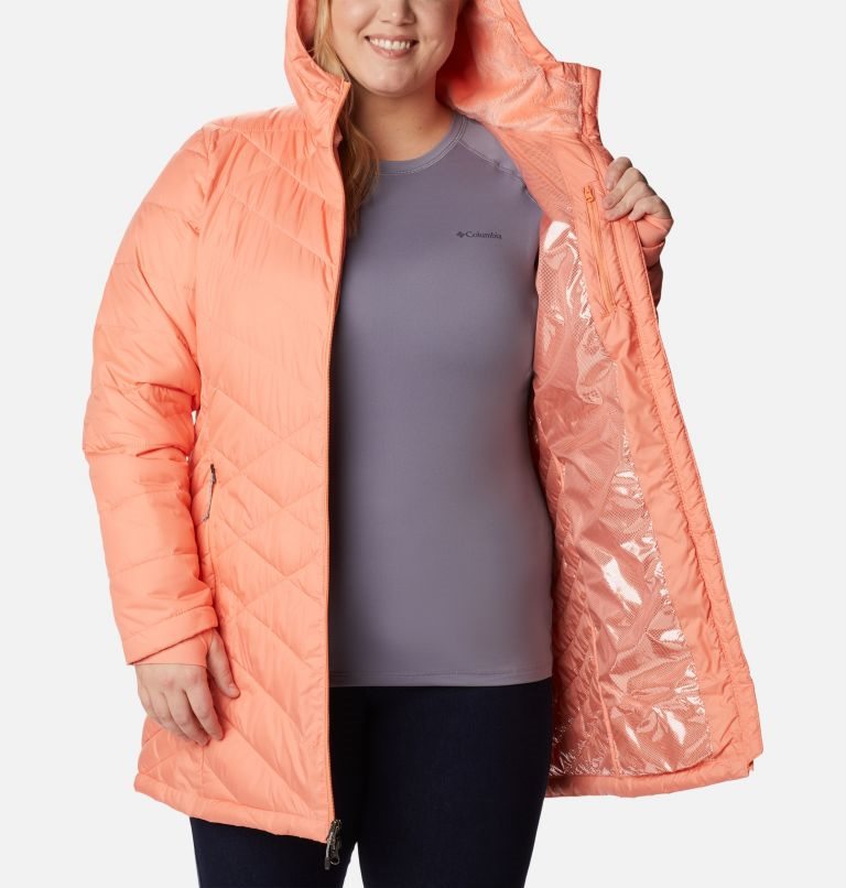 Women's Columbia Heavenly Long Hooded Jackets Coral | Plus Size CA-Q046C